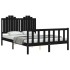 Estructura de cama con cabecero madera maciza negro 140x190