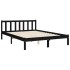 Estructura de cama con cabecero madera maciza negro 140x190