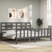 Estructura de cama con cabecero madera maciza gris 200x200 cm