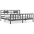 Estructura de cama con cabecero madera maciza gris 200x200