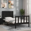 Estructura de cama con cabecero madera maciza negro