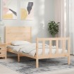 Estructura de cama individual con cabecero madera maciza