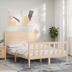 Estructura de cama de matrimonio con cabecero madera maciza