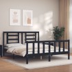 Estructura de cama con cabecero madera maciza negro 160x200 cm