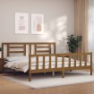 Estructura cama y cabecero madera maciza marrón miel 200x200 cm