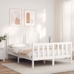 Estructura de cama con cabecero madera maciza blanco 140x190 cm