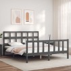 Estructura de cama matrimonio con cabecero madera maciza gris