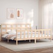 Estructura de cama de matrimonio con cabecero madera maciza