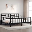 Estructura de cama con cabecero madera maciza negro 200x200 cm