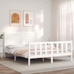 Estructura de cama matrimonio con cabecero madera maciza blanco