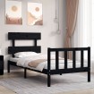 Estructura de cama con cabecero madera maciza negro 100x200 cm