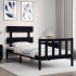 Estructura de cama con cabecero madera maciza negro 100x200