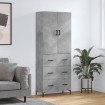 Aparador alto madera contrachapada gris hormigón 69,5x34x180 cm