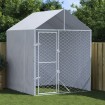 Perrera de exterior con toldo acero galvanizado plata 2x2x2,5 m