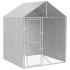 Perrera de exterior con toldo acero galvanizado plata 2x2x2,5