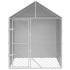 Perrera de exterior con toldo acero galvanizado plata 2x2x2,5