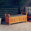 Banco almacenaje jardín con cojín madera maciza de acacia 126cm