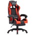 Silla gaming con reposapiés cuero sintético rojo y