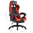 Silla gaming con reposapiés cuero sintético rojo y