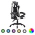 Silla gaming con luces LED RGB cuero sintético blanco y