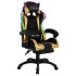 Silla gaming con luces LED RGB cuero sintético dorado y