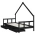 Estructura cama infantil y cajones madera pino negro 90x190