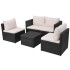 Set muebles de jardín 5 piezas y cojines ratán sintético