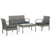 Set de muebles de jardín 4 pzas y cojines ratán sintético gris