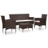 Set muebles de jardín 4 piezas y cojines ratán sintético