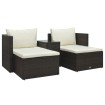 Set muebles de jardín 5 piezas y cojines ratán sintético marrón