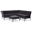 Set muebles de jardín 6 piezas y cojines ratán sintético negro