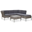 Set de muebles de jardín 6 pzas y cojines ratán sintético gris