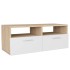 Mueble de TV 2 pzs madera ingeniería roble y blanco 95x35x36