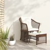 Set muebles de jardín 2 piezas y cojines ratán sintético marrón