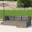 Set de muebles de jardín 4 pzas y cojines ratán sintético gris