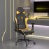 Silla gaming masaje y reposapiés cuero sintético negro