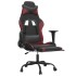 Silla gaming masaje reposapiés cuero sintético negro rojo