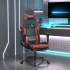 Silla gaming masaje reposapiés cuero sintético negro rojo