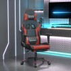 Silla gaming masaje reposapiés cuero sintético negro rojo tinto