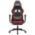 Silla gaming masaje reposapiés cuero sintético negro rojo