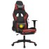 Silla gaming masaje reposapiés cuero sintético negro rojo