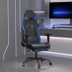 Silla gaming de masaje y reposapiés cuero sintético negro azul