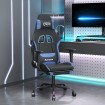 Silla gaming de masaje con reposapiés tela negro y azul