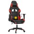 Silla gaming de masaje y reposapiés cuero sintético negro