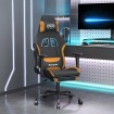 Silla gaming de masaje con reposapiés tela negro y naranja