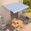 Toldo manual retráctil azul y blanco 450x300 cm