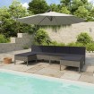 Set de muebles de jardín 6 pzas y cojines ratán sintético gris