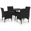 Muebles de jardín 5 piezas ratán sintético y vidrio negro