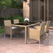 Set de comedor de jardín 5 pzas ratán sintético vidrio beige