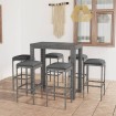 Set muebles bar jardín 7 piezas y cojines ratán sintético gris